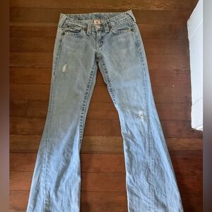 y2k low rise slightly distressed true religion jeans